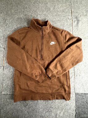 Nike Full-Zip Mock Neck Sweatshirt Brown S
